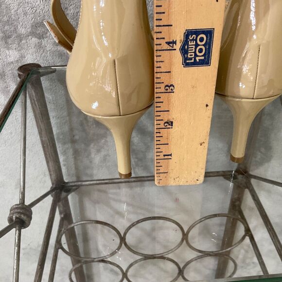 Talbots Patent Leather dressy Open Toe heels Women’s 8.5 Tan nude - Picture 4 of 9